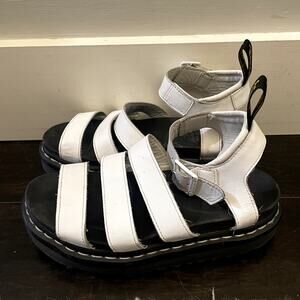 Dr Martens Blaire Platform Sandal White Leather Black Womens Size 6